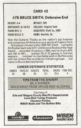 1987 Buffalo Bills Police #2 Bruce Smith Back