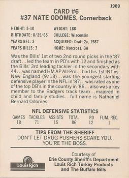 1989 Buffalo Bills Police #6 Nate Odomes Back