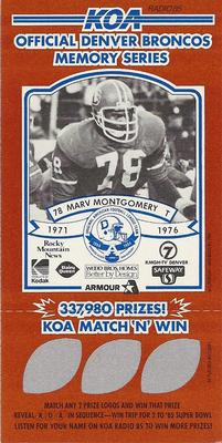 1984 KOA Denver Broncos #NNO Marv Montgomery Front