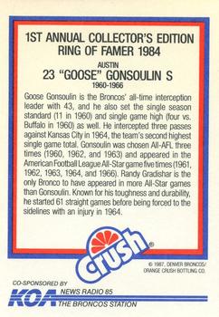 1987 Orange Crush Denver Broncos #3 Goose Gonsoulin Back
