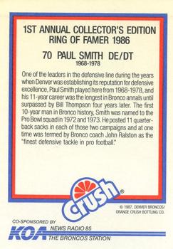 1987 Orange Crush Denver Broncos #4 Paul Smith Back