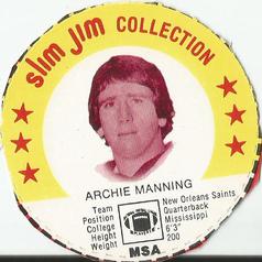 1978 Slim Jim #NNO Archie Manning Front