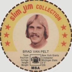 1978 Slim Jim #NNO Brad Van Pelt Front