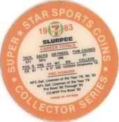 1983 7-Eleven Super Star Sports Coins #3 Lee Roy Selmon Back
