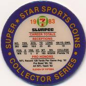 1983 7-Eleven Super Star Sports Coins #11 Wes Chandler Back