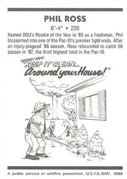 1988 Oregon State Beavers Smokey #NNO Phil Ross Back