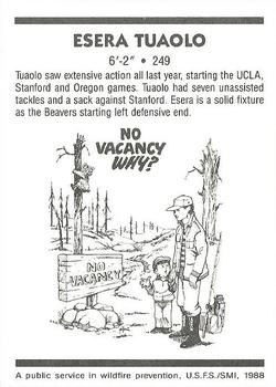 1988 Oregon State Beavers Smokey #NNO Esera Tuaolo Back