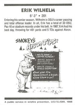 1988 Oregon State Beavers Smokey #NNO Erik Wilhelm Back