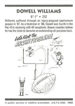 1988 Oregon State Beavers Smokey #NNO Dowell Williams Back