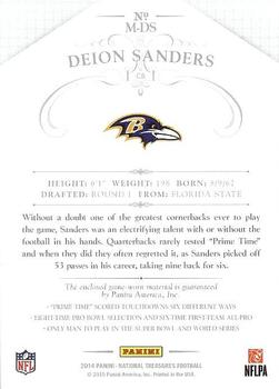 2014 Panini National Treasures - Materials Silver #M-DS Deion Sanders Back