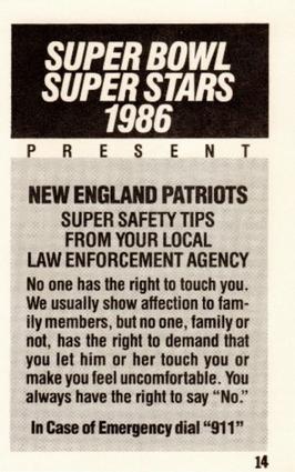 1986 Super Bowl Super Stars Police #14 Ronnie Lippett Back