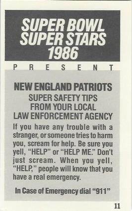 1986 Super Bowl Super Stars Police #11 Tony Franklin Back