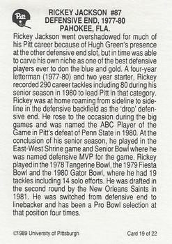 1989 Pittsburgh Panthers Greats #19 Rickey Jackson Back
