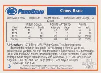 1991-92 Front Row Penn State Nittany Lions All-Americans #3 Chris Bahr Back