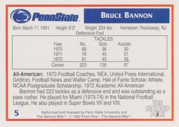 1991-92 Front Row Penn State Nittany Lions All-Americans #5 Bruce Bannon Back