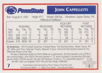 1991-92 Front Row Penn State Nittany Lions All-Americans #7 John Cappelletti Back