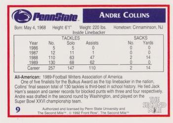 1991-92 Front Row Penn State Nittany Lions All-Americans #9 Andre Collins Back