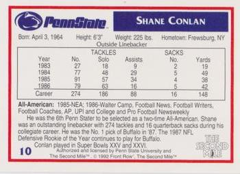 1991-92 Front Row Penn State Nittany Lions All-Americans #10 Shane Conlan Back