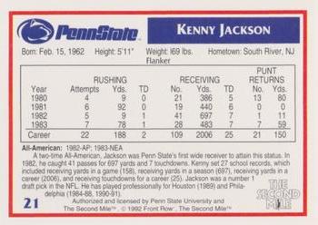 1991-92 Front Row Penn State Nittany Lions All-Americans #21 Kenny Jackson Back
