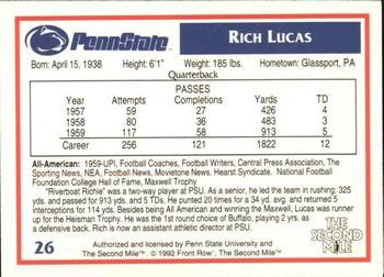 1991-92 Front Row Penn State Nittany Lions All-Americans #26 Richie Lucas Back