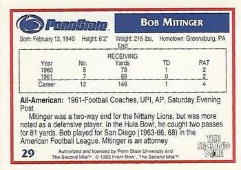1991-92 Front Row Penn State Nittany Lions All-Americans #29 Bob Mitinger Back