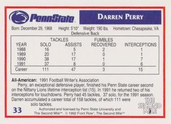 1991-92 Front Row Penn State Nittany Lions All-Americans #33 Darren Perry Back