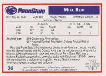 1991-92 Front Row Penn State Nittany Lions All-Americans #36 Mike Reid Back