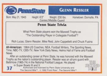 1991-92 Front Row Penn State Nittany Lions All-Americans #37 Glenn Ressler Back