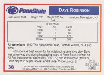 1991-92 Front Row Penn State Nittany Lions All-Americans #38 Dave Robinson Back