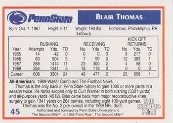 1991-92 Front Row Penn State Nittany Lions All-Americans #45 Blair Thomas Back