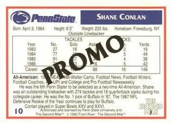1991-92 Front Row Penn State Nittany Lions All-Americans - Promos #10 Shane Conlan Back