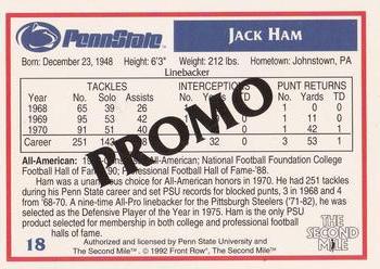 1991-92 Front Row Penn State Nittany Lions All-Americans - Promos #18 Jack Ham Back