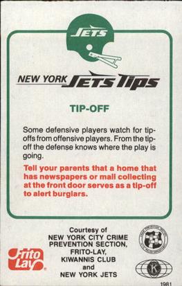 1981 New York Jets Police #51 Greg Buttle Back