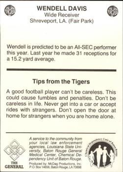1986 LSU Tigers Police #NNO Wendell Davis Back