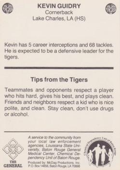 1986 LSU Tigers Police #NNO Kevin Guidry Back