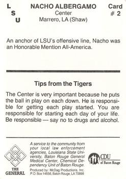 1987 LSU Tigers Police #2 Nacho Albergamo Back
