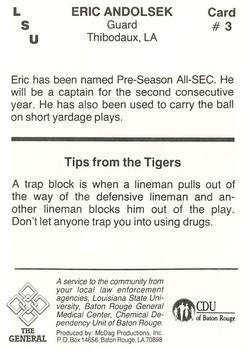 1987 LSU Tigers Police #3 Eric Andolsek Back