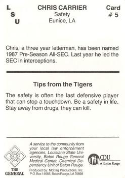 1987 LSU Tigers Police #5 Chris Carrier Back