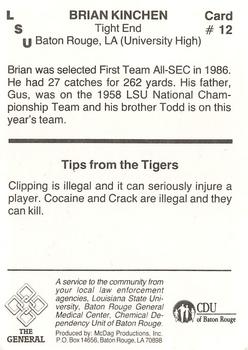 1987 LSU Tigers Police #12 Brian Kinchen Back