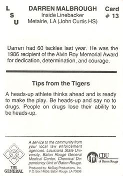 1987 LSU Tigers Police #13 Darren Malbrough Back
