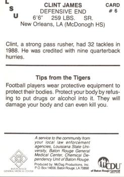 1989 LSU Tigers Police #6 Clint James Back