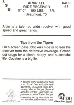 1989 LSU Tigers Police #8 Alvin Lee Back