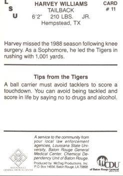 1989 LSU Tigers Police #11 Harvey Williams Back