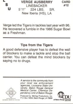 1989 LSU Tigers Police #12 Verge Ausberry Back