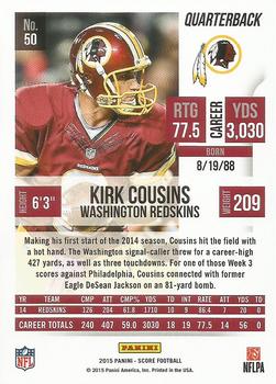 2015 Score #50 Kirk Cousins Back