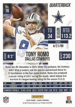 2015 Score #78 Tony Romo Back