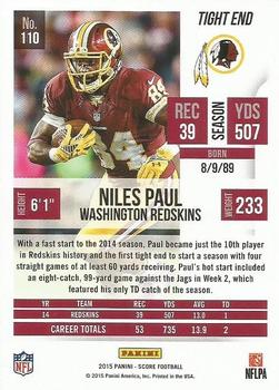2015 Score #110 Niles Paul Back