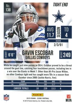 2015 Score #138 Gavin Escobar Back