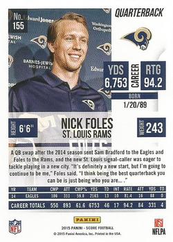2015 Score #155 Nick Foles Back