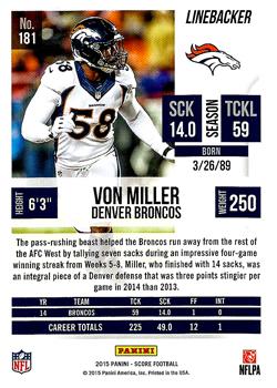 2015 Score #181 Von Miller Back